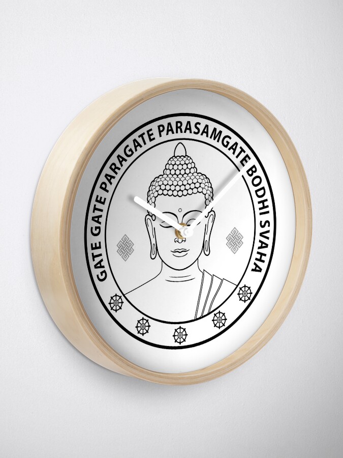 Buddha Heart Sutra Gate Gate Paragate Clock By Gothamel Redbubble