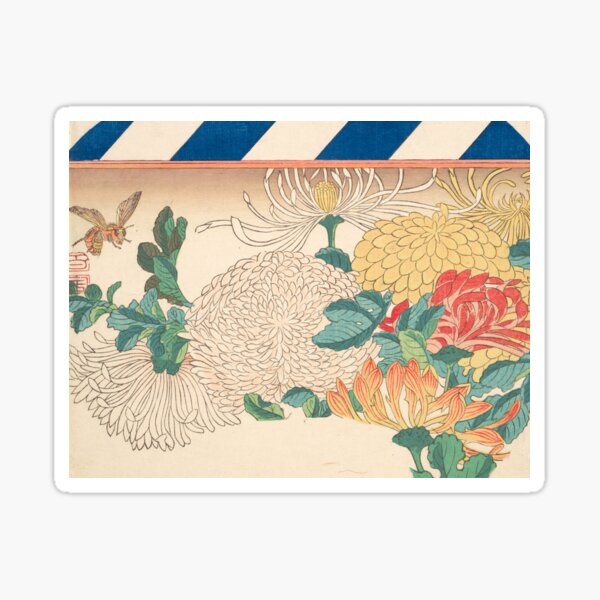 Chrysanthemum Design by Utagawa Hiroshige,1840 Sticker