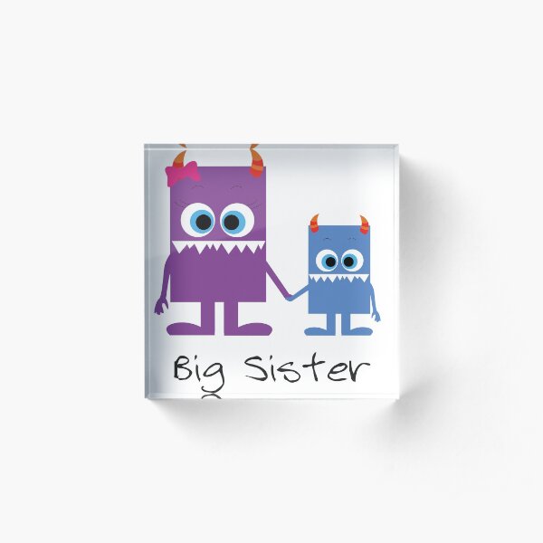 süße Monster Geschwister, big sister Acrylblock