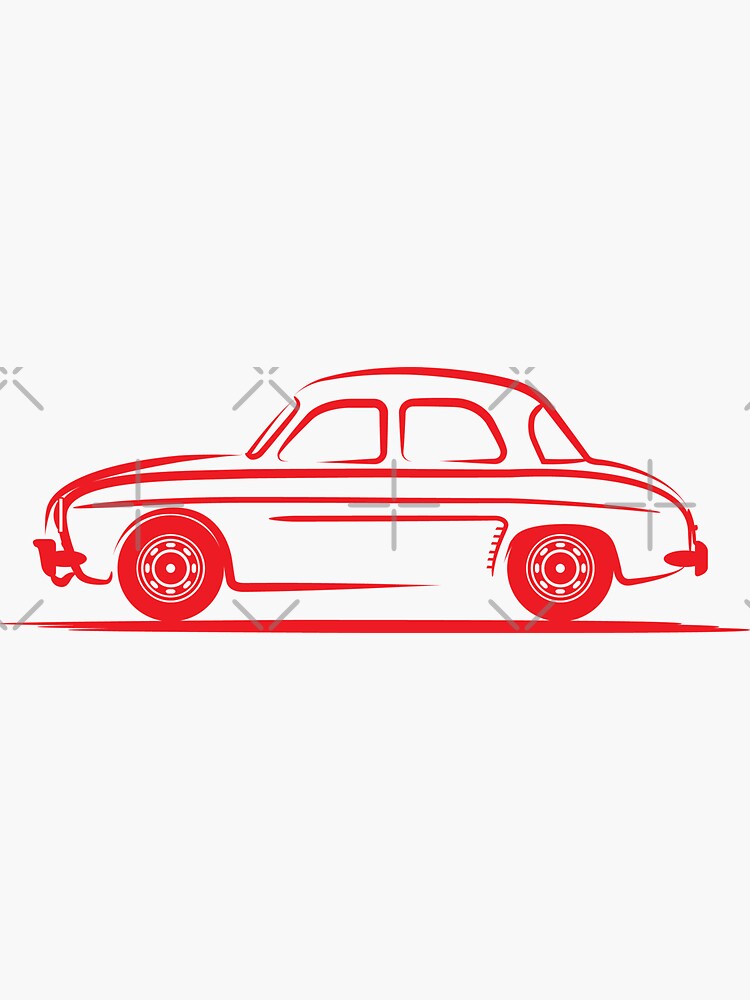 "Renault Dauphine Red" Sticker by azoid Redbubble