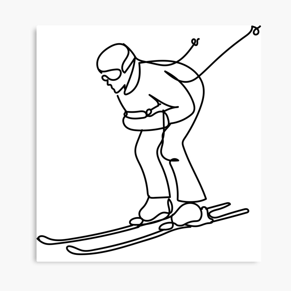 Continuous Line Art Of Skier Photographic Print By Rskarts Redbubble