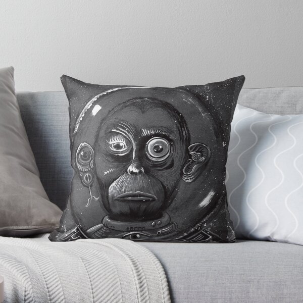 Space Mokey With Astronaut Helmet Throw Pillow