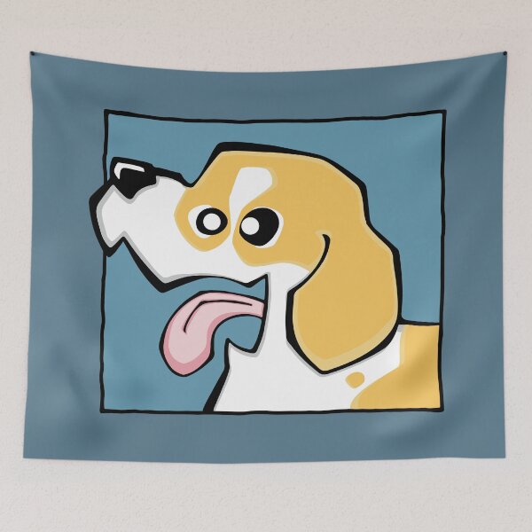 Item preview, Beagle - Lemon and White (Face) BLUE BG designed and sold by TheChicken.