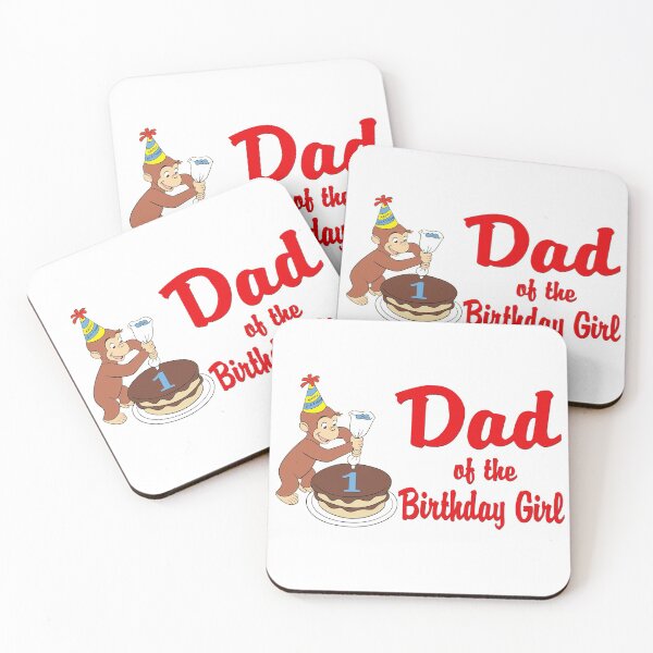 Item preview, Curious Dad of 1st Bday Girl T-Shirt Monkey Red  designed and sold by ArtikIceTees.