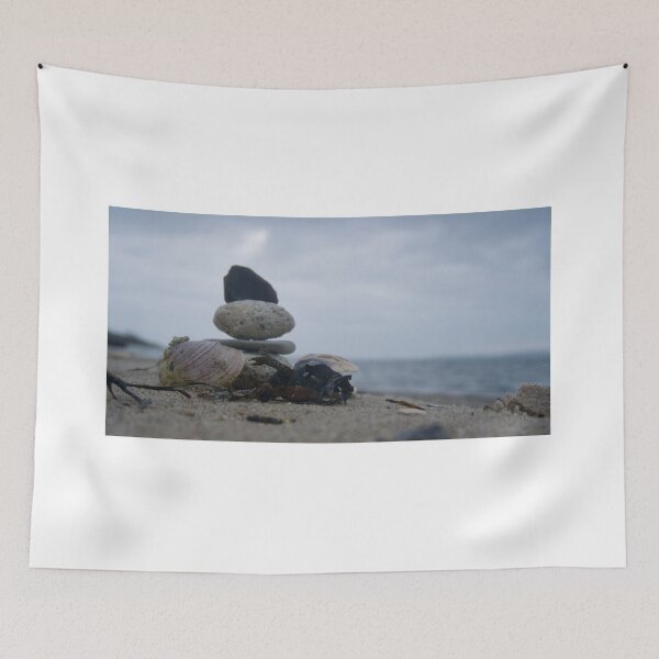 Item preview, Closeup stone stacking on the beach designed and sold by beachbyehlers.