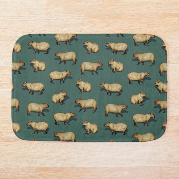 Cute Capybara Pattern - Giant Rodents On Dark Teal Bath Mat Starting at ...