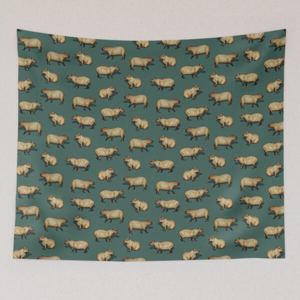 Item preview, Cute Capybara Pattern - Giant Rodents on Dark Teal designed and sold by somecallmebeth.