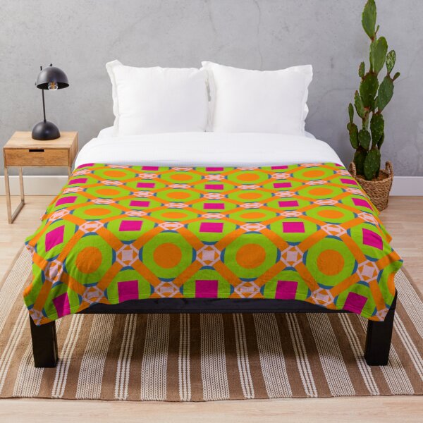 Item preview, Abstract Green and Orange Pattern with Pink Squares designed and sold by Sendreka.