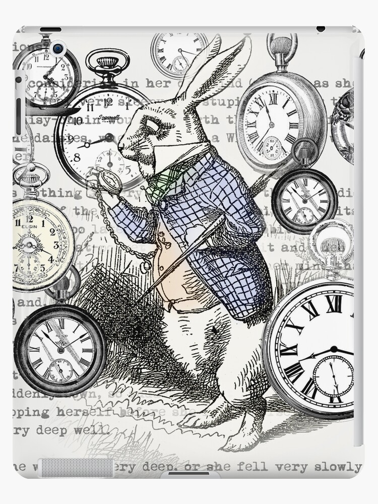 Weisses Kaninchen Alice Im Wunderland Uhren Zeit Ipad Hulle Skin Von Antiqueart Redbubble