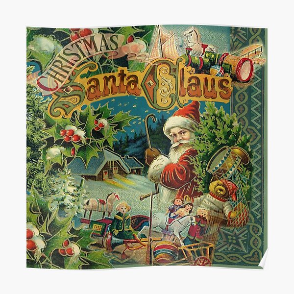Vintage Santa Clause Dictionary Art Print Picture Christmas Poster Holiday Gift