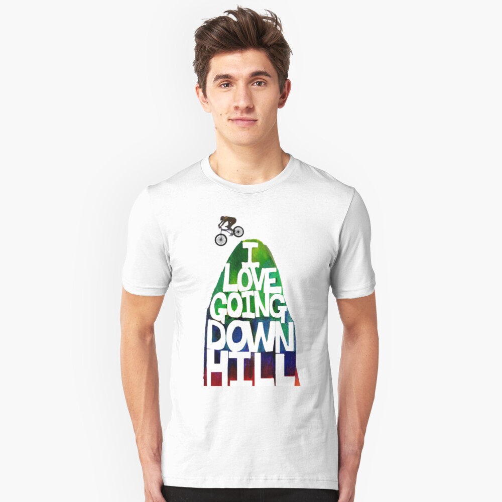 I Love Going Downhill (White) Slim Fit T-Shirt
