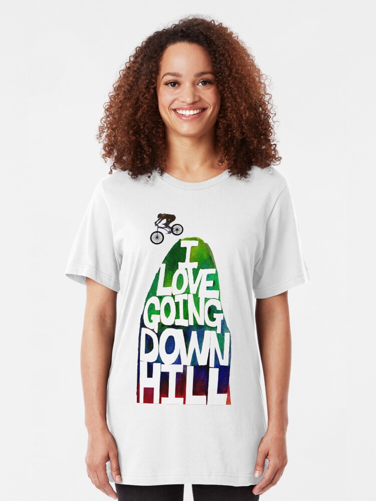 Alternate view of I Love Going Downhill (White) Slim Fit T-Shirt