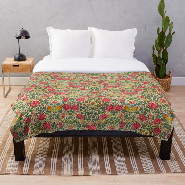 Rose Chintz William Morris Vintage Pattern Throw Blanket