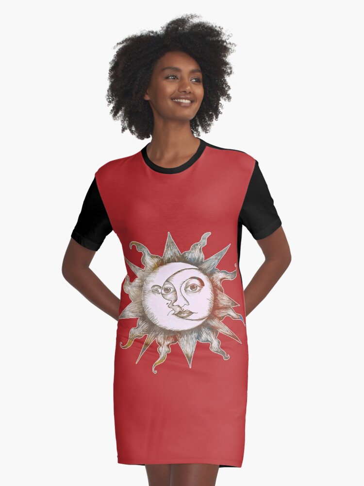 sun and moon t shirt dress