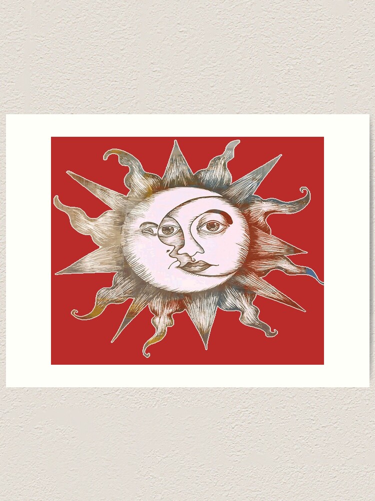 Sun And Moon Design With Some Hand Drawing Art Print By Bourghaya Redbubble