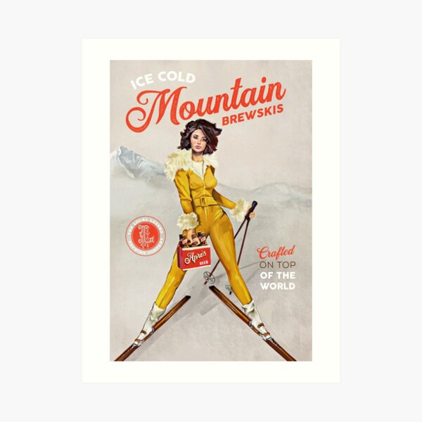 Mountain Brewskis Pinup Girl Art Print