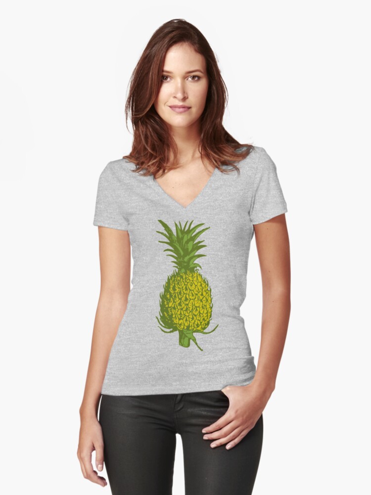 Thumbnail 1 of 3, Fitted V-Neck T-Shirt, Pineapple designed and sold by Claudiocmb.