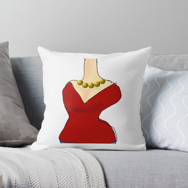 Lady in a red shirt Throw Pillow