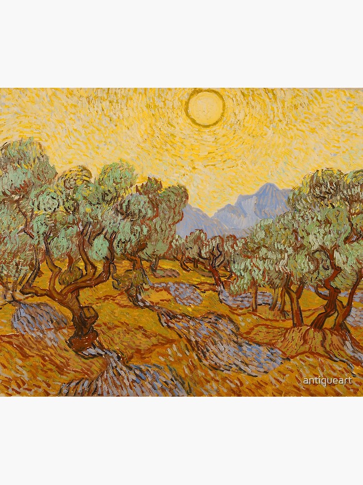 Vincent Van Gogh Olive Trees with Yellow Sky and Sun by antiqueart
