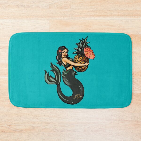 Pineapple Mermaid Art Bath Mat
