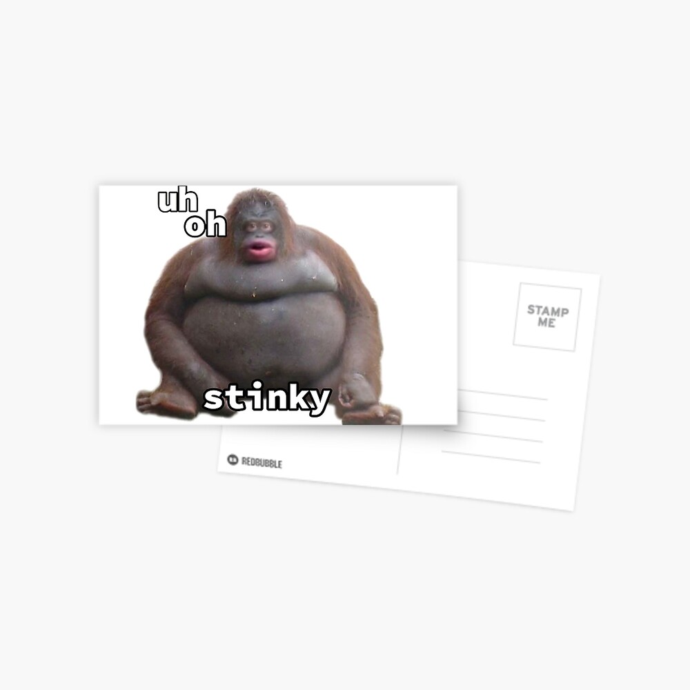 Uh Oh Stinky Poopy Monkey Meme Postcard By Cyberstyle Redbubble