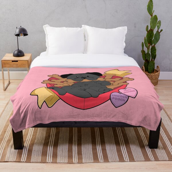 Valentines Box of Chocolates — Black Pug Throw Blanket