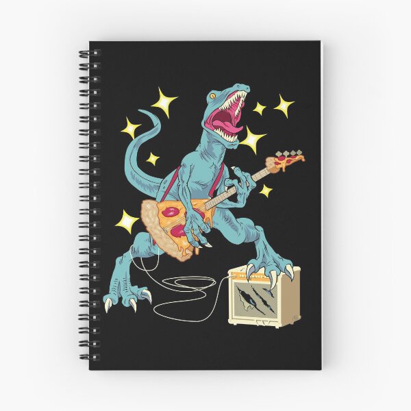 Aperçu de l'œuvre Pizza Lover - Dinosaur Playing Cheese Pepperoni Bass Guitar créée et vendue par Ben Walker-Storey.