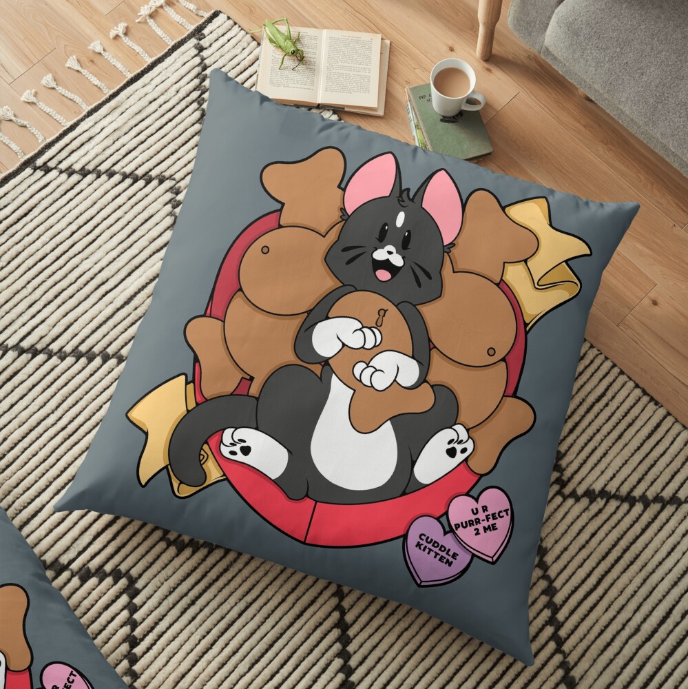 Valentines Box of Chocolates — Tuxedo Cat Floor Pillow