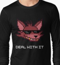 Five Nights at Freddy's - FNAF - Foxy - Deal With It (White Font) Long Sleeve T-Shirt
