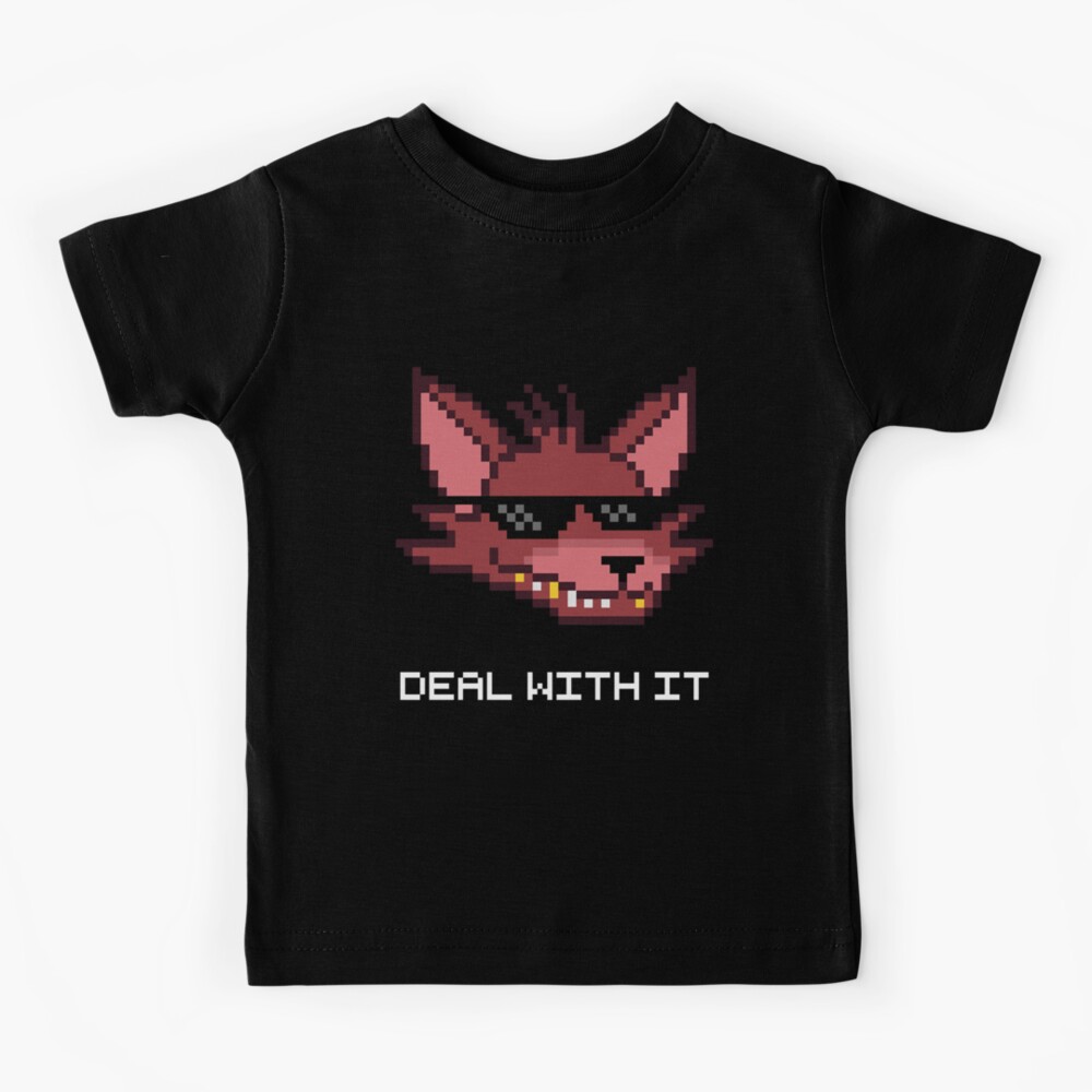 Five Nights at Freddy's - FNAF - Foxy - Deal With It (White Font) Kids T-Shirt