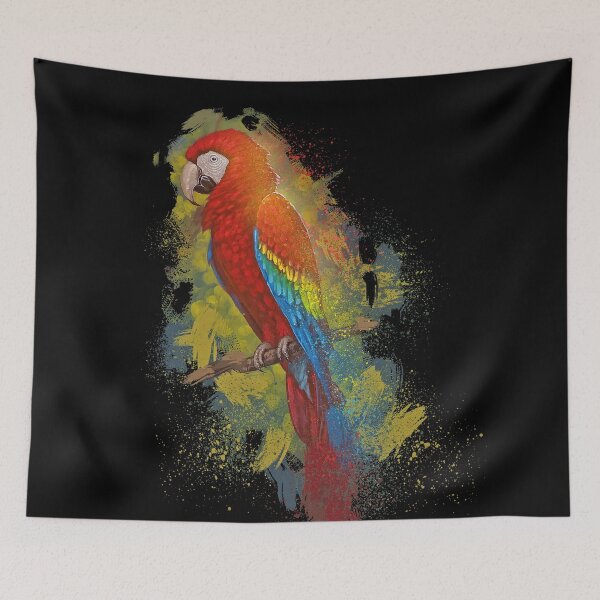 Item preview, Colorful Perched Scarlet Macaw Red Bird Gift for bird owners designed and sold by DontTouchHutch.
