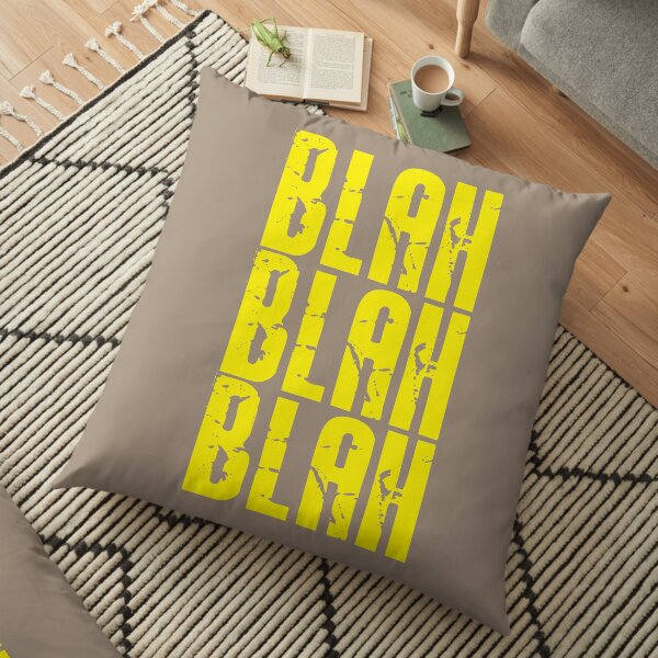 Blah Blah Blah print - Bright Yellow Floor Pillow
