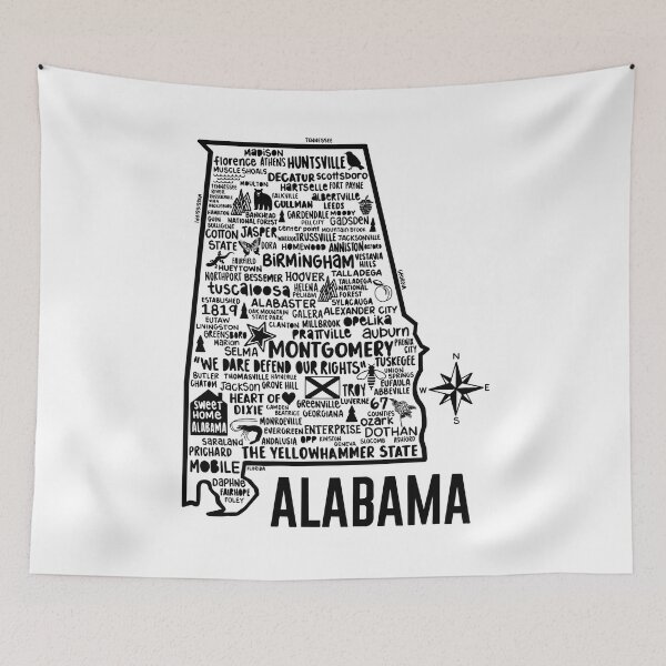 Item preview, Alabama Map designed and sold by fiberandgloss.