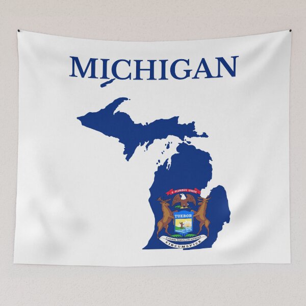 Item preview, Michigan Flag Map designed and sold by marosharaf.