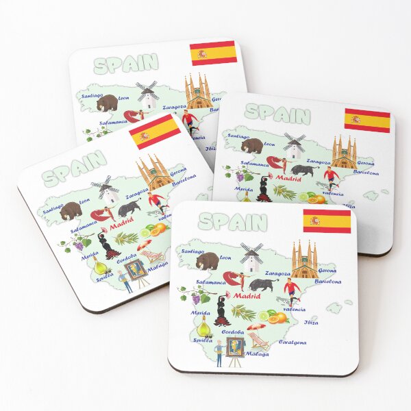 Item preview, Spain Map Tee Landmarks tourist attractions cities flag  designed and sold by mashmosh.