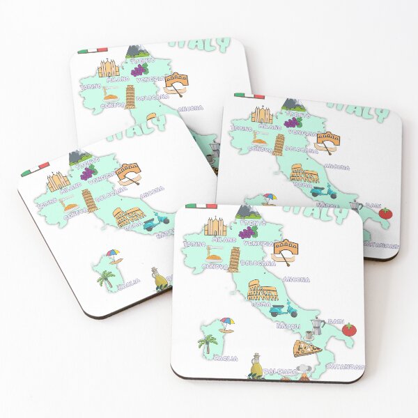 Item preview, Italy Map Landmarks tourist attractions cities flag  designed and sold by mashmosh.