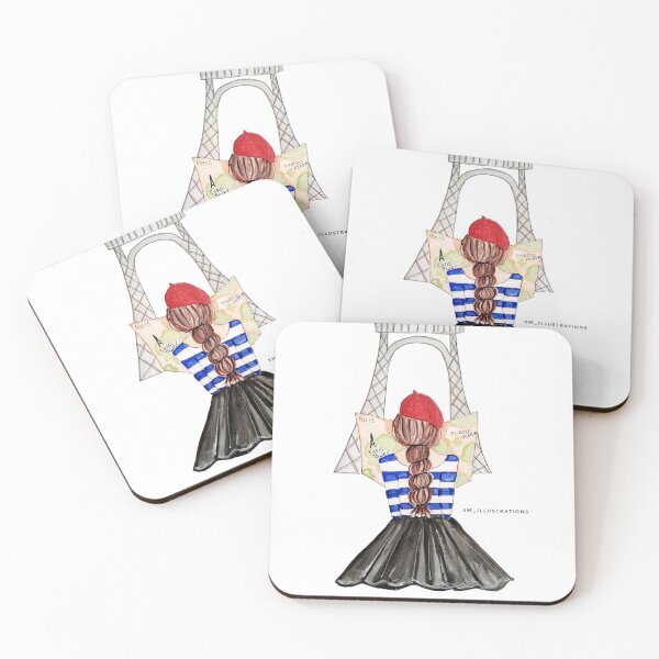 Item preview, Paris Explorer Fashion Watercolor illustration (Travel into Paris) Parisian Girl designed and sold by SMillustrations.