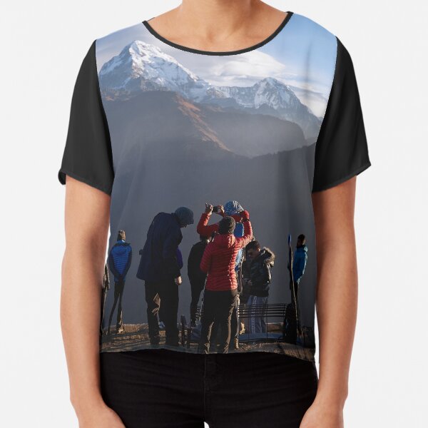 Poon Hill tourists watching Annapurna sunrise Chiffon Top