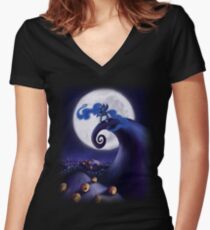 My Little Pony - MLP - Nightmare Before Christmas - Princess Luna's Lament Women's Fitted V-Neck T-Shirt