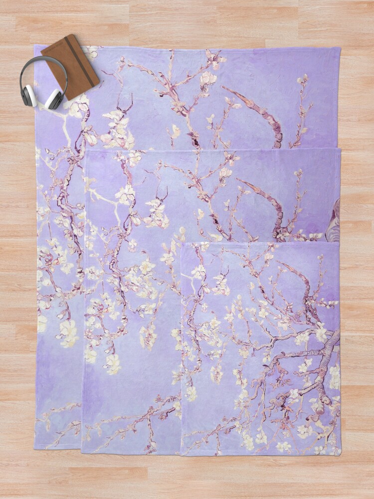 Alternate view of Vincent Van Gogh almond blossoms lavender Throw Blanket