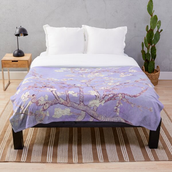 Vincent Van Gogh almond blossoms lavender Throw Blanket