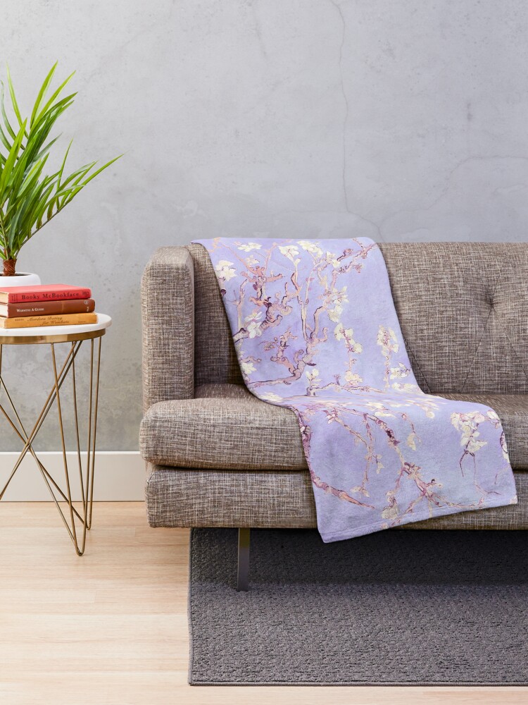 Alternate view of Vincent Van Gogh almond blossoms lavender Throw Blanket