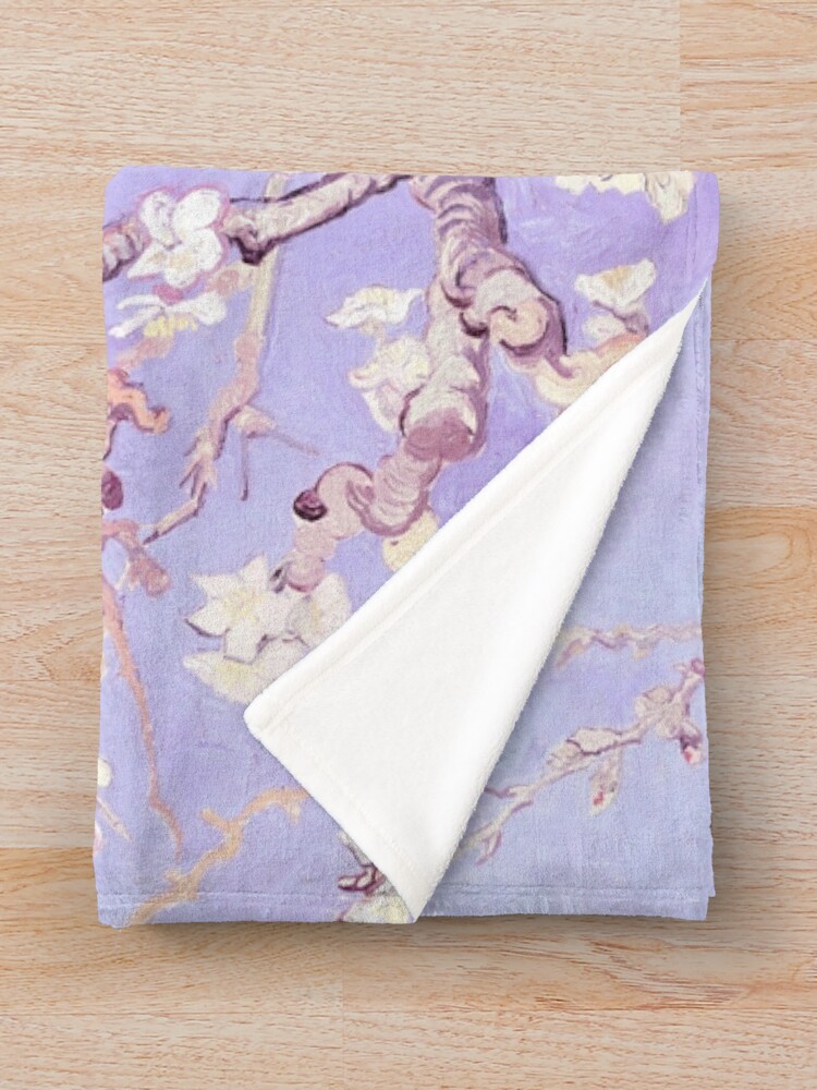 Alternate view of Vincent Van Gogh almond blossoms lavender Throw Blanket