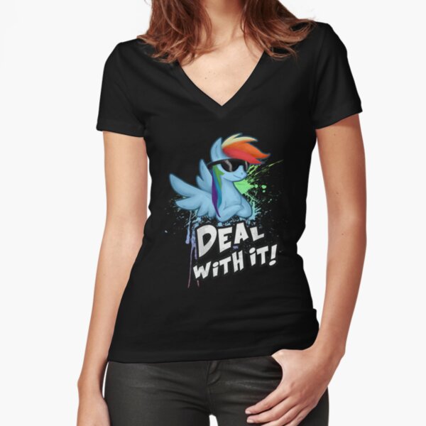 My Little Pony - MLP - Rainbow Dash - Deal With It Fitted V-Neck T-Shirt