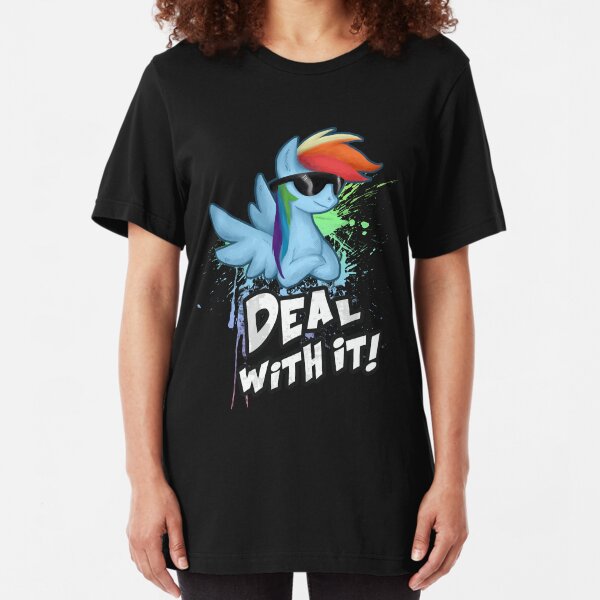 My Little Pony - MLP - Rainbow Dash - Deal With It Slim Fit T-Shirt