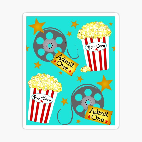 Vip Movie Night on Retro Aqua Background / Popcorn  Sticker