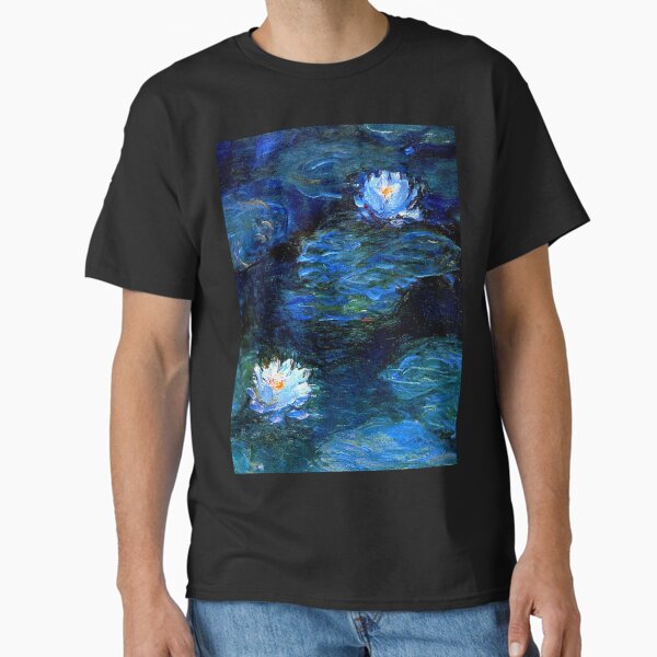 Vista previa del artículo con la obra «Nenúfares Monet azul profundo», diseñado y vendido por PureVintageLove.