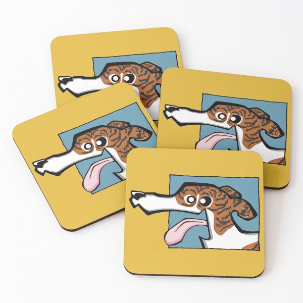 Item preview, Greyhound - Dark Brindle and White (Face) YELLOW BG designed and sold by TheChicken.