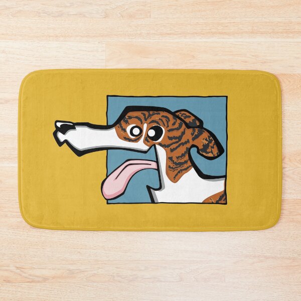 Item preview, Greyhound - Dark Brindle and White (Face) YELLOW BG designed and sold by TheChicken.