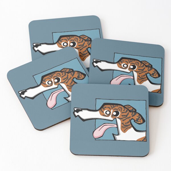 Item preview, Greyhound - Dark Brindle and White (Face) BLUE BG designed and sold by TheChicken.